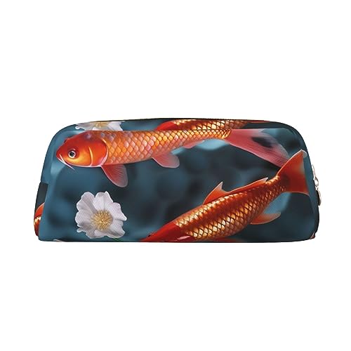 Kururi Japanischer roter Karpfen-Druck-Bleistift-Kasten-tragbare Reise-Make-up-Tasche Stift-Beutel-Organisator-Kasten für Bürobedarf Reisen, gold, Einheitsgröße von Kururi