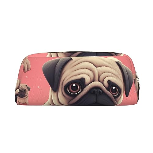 Kururi Lustige Cartoon Mops Welpen Hund Druck Bleistift Fall Tragbare Reise Make-up Tasche Stift Beutel Organizer Box Für Büro Liefert Reise, gold, Einheitsgröße von Kururi