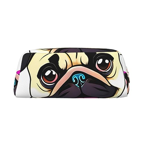 Kururi Lustige Cartoon Mops Welpen Hund Druck Bleistift Fall Tragbare Reise Make-up Tasche Stift Beutel Organizer Box Für Büro Liefert Reise, gold, Einheitsgröße von Kururi