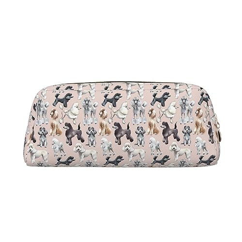 Kururi Pudel Hunde Drucken Federmäppchen Tragbare Reise Make-up Tasche Schreibwaren Organizer Box für Bürobedarf Reisen, gold, Einheitsgröße, Kulturbeutel von Kururi