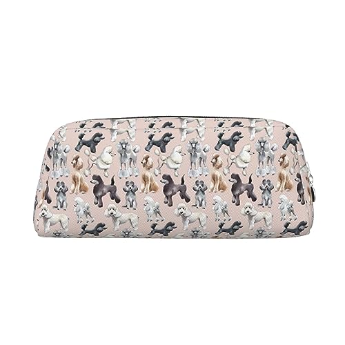 Kururi Pudel Hunde Drucken Federmäppchen Tragbare Reise Make-up Tasche Schreibwaren Organizer Box für Bürobedarf Reisen, silber, Einheitsgröße, Kulturbeutel von Kururi