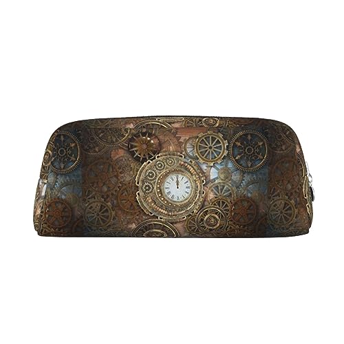 Kururi Rusty Steampunk Uhr Druck Bleistift Fall Tragbare Reise Make-up Tasche Schreibwaren Organizer Box für Bürobedarf Reisen, silber, Einheitsgröße, Kulturbeutel von Kururi