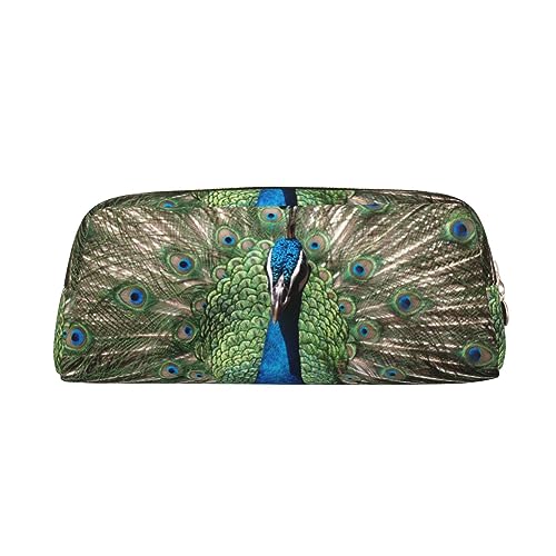 Kururi The Peacock Print Pencil Case Portable Travel Makeup Bag Stationery Organizer Box for Office Supplies Travel, gold, Einheitsgröße, Kulturbeutel von Kururi