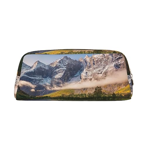 Kururi Travel Mountain Scenery Print Pencil Case Portable Travel Makeup Bag Stationery Organizer Box for Office Supplies Travel, gold, Einheitsgröße, Kulturbeutel von Kururi