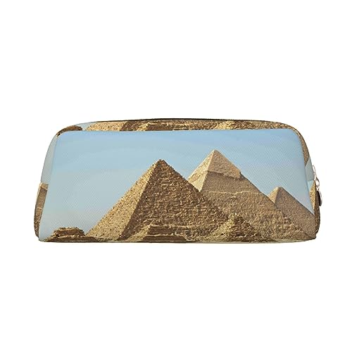 Kururi Vintage Great Egyptian Pyramid Print Pencil Case Portable Travel Makeup Bag Stationery Organizer Box for Office Supplies Travel, gold, Einheitsgröße, Kulturbeutel von Kururi