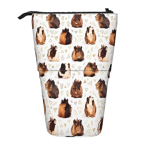 Meerschweinchen-Druck-Bleistift-Beutel-Stand-Up-Bleistift-Kasten-dauerhafte Teleskop-Stift-Tasche Make-up-Tasche für Bürobedarf, Schwarz , Einheitsgröße, Kulturbeutel Meerschweinchen-Druck-Bleistift-Beutel-Stand-Up-Bleistift-Kasten-dauerhafte Teleskop-Stift-Tasche Make-up-Tasche für Bürobedarf, Schwarz , Einheitsgröße, Kulturbeutel von Kururi