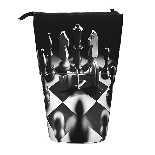 Schwarz und Weiß Schach Druck Bleistift Beutel Stehen Bis Bleistift Fall Durable Teleskop Stift Tasche Make-up Tasche für Bürobedarf, Schwarz , Einheitsgröße, Kulturbeutel Schwarz und Weiß Schach Druck Bleistift Beutel Stehen Bis Bleistift Fall Durable Teleskop Stift Tasche Make-up Tasche für Bürobedarf, Schwarz , Einheitsgröße, Kulturbeutel von Kururi