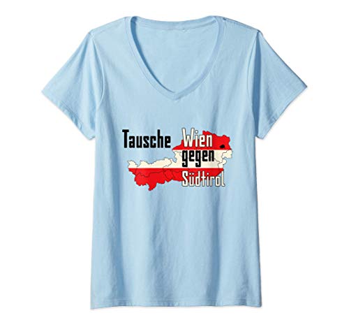 Damen Tausche Wien gegen Südtirol T-Shirt mit V-Ausschnitt Damen Tausche Wien gegen Südtirol T-Shirt mit V-Ausschnitt von KurzBusters