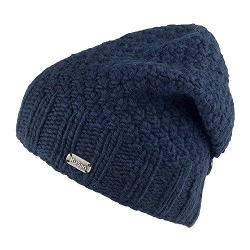Kusan Button Down Beanie Mütze - Marineblau - One Size von Kusan