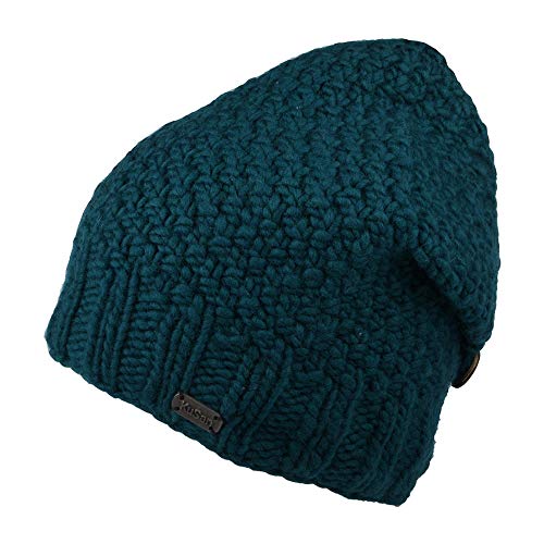 Kusan Button Down Beanie Mütze - Petrol - Einheitsgröße von Kusan