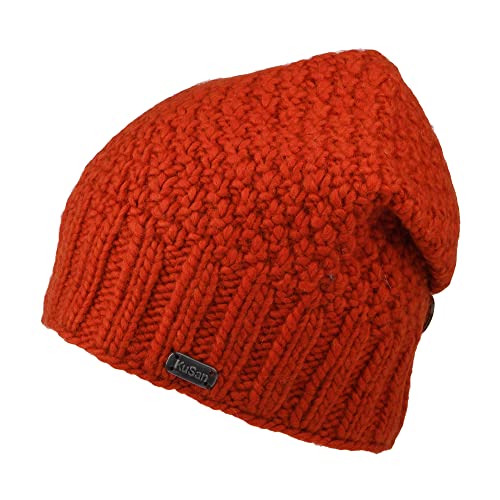 Kusan Button Down Beanie Mütze - Verbranntes Orange - Einheitsgröße von Kusan