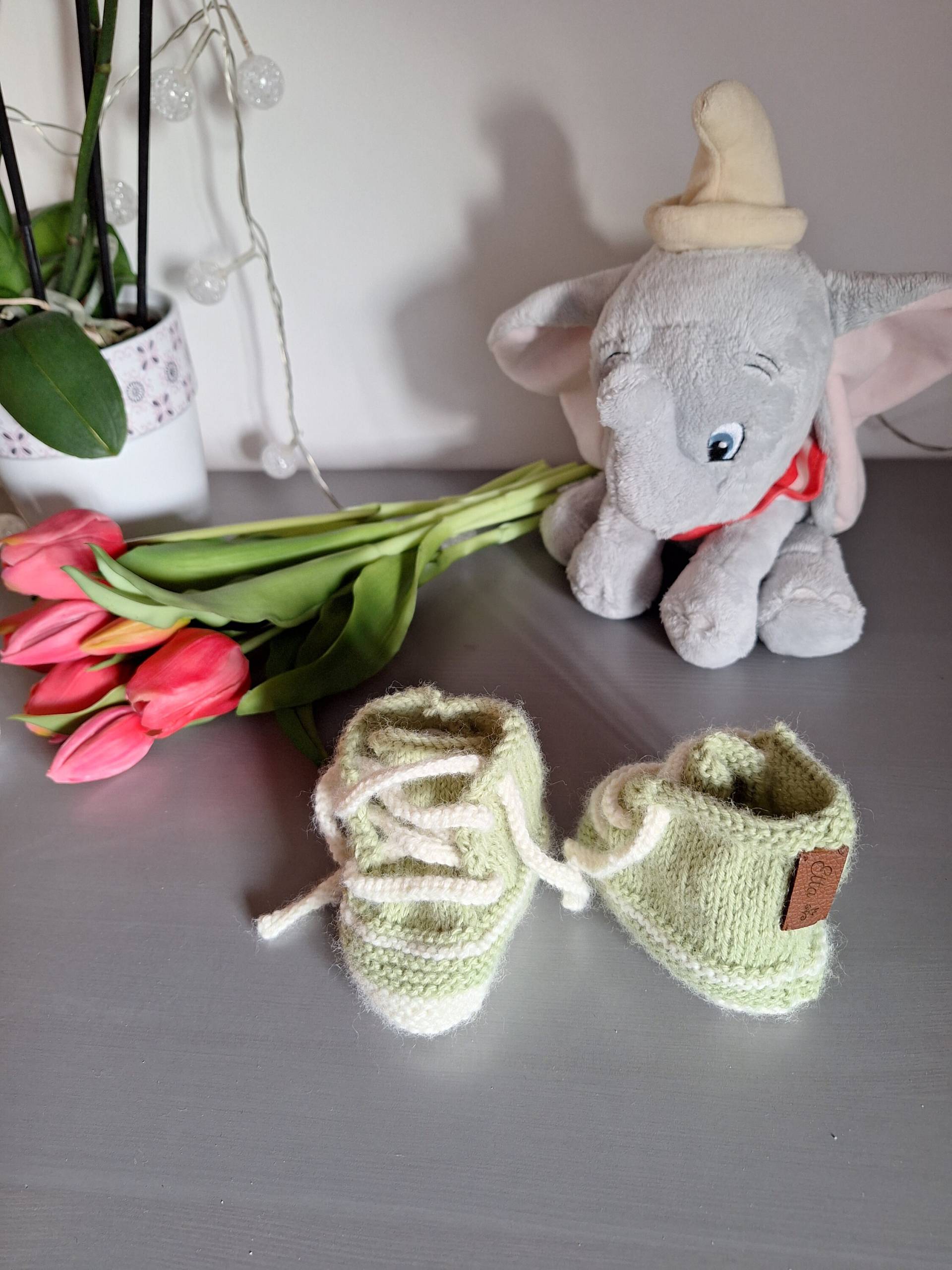 Kuschelige Baby-Sneaker Größe 17-18/7-12 Monate von KuschelMohairAlpaka