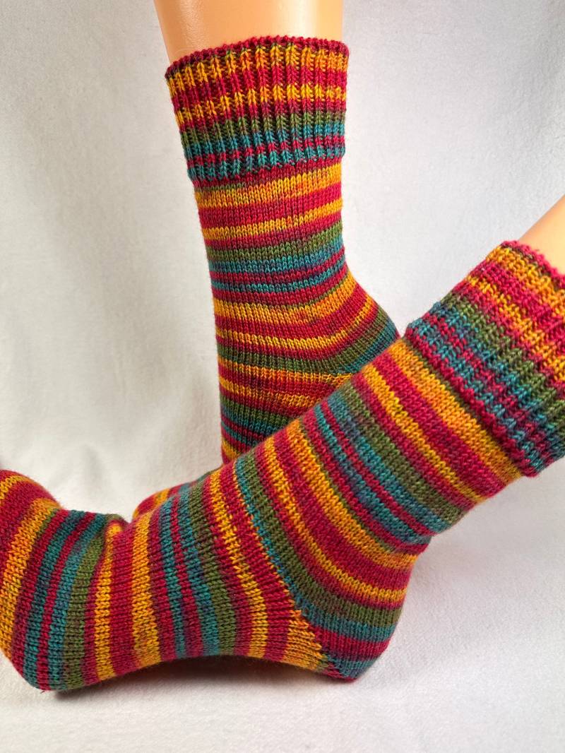 42 43 Gestrickte Socken, Wollsocken Strümpfe Zitron „Trekking" 4Fach Bunte von KuschelWolle