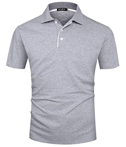 Kuson Poloshirt Herren Kurzarm Patchwork Sommer T-Shirt Men's Polo Shirt Baumwolle Grau S von Kuson