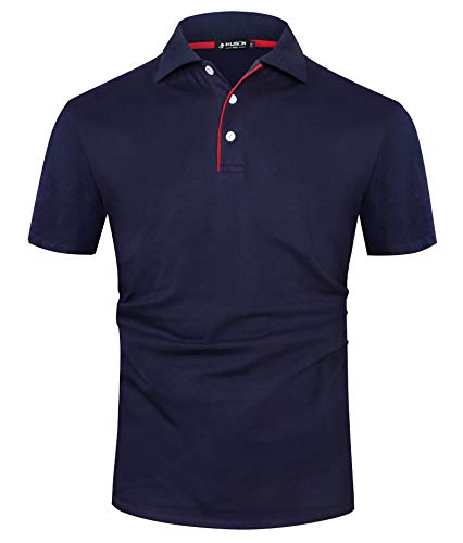 Kuson Poloshirt Herren Kurzarm Patchwork Sommer T-Shirt Men's Polo Shirt Baumwolle Navyblau 3XL von Kuson