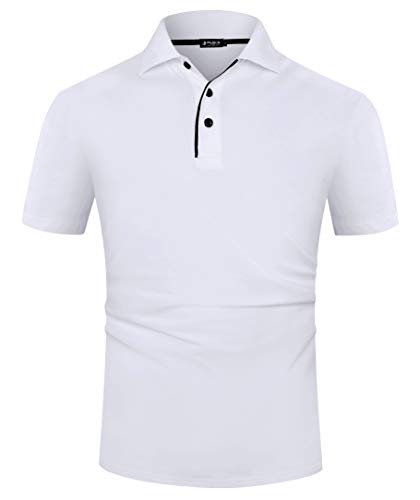 Kuson Poloshirt Herren Kurzarm Patchwork Sommer T-Shirt Men's Polo Shirt Baumwolle (3XL, Weiß) von Kuson