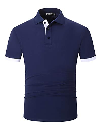 Kuson Herren Poloshirt Polohemd Kurzarmshirt Sommer T-Shirt Basic Navyblau 3XL von Kuson