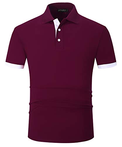 Kuson Herren Poloshirt Polohemd Kurzarmshirt Sommer T-Shirt Basic Weinrot XXL von Kuson