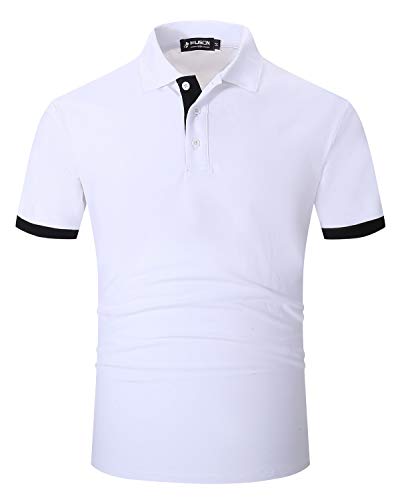 Kuson Herren Poloshirt Polohemd Kurzarmshirt Sommer T-Shirt Basic Weiß 3XL von Kuson