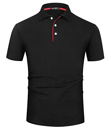 Kuson Poloshirt Herren Kurzarm Patchwork Sommer T-Shirt Men's Polo Shirt Baumwolle Schwarz XXL von Kuson