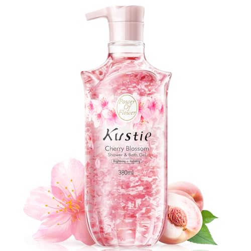 Kustie Cherry Blossom Duschgel für Damen und Herren, natürliche Blütenblätter und ätherische Öle, 24H-Duft und feuchtigkeitsspendendes Tiefenreinigungs-Duschgel für empfindliche und trockene Haut, mit Kustie Cherry Blossom Duschgel für Damen und Herren, natürliche Blütenblätter und ätherische Öle, 24H-Duft und feuchtigkeitsspendendes Tiefenreinigungs-Duschgel für empfindliche und trockene Haut, mit von Kustie