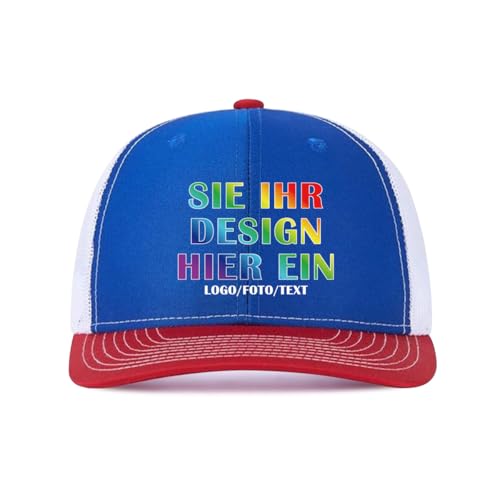 Kustima Basecap personalisiert Kappe personalisierte für Männer & Frauen |mit Foto/Logo/Text | Verstellbare Schirmmütze selbst gestalten | Mesh Cap Baseball Caps Herren Damen von Kustima