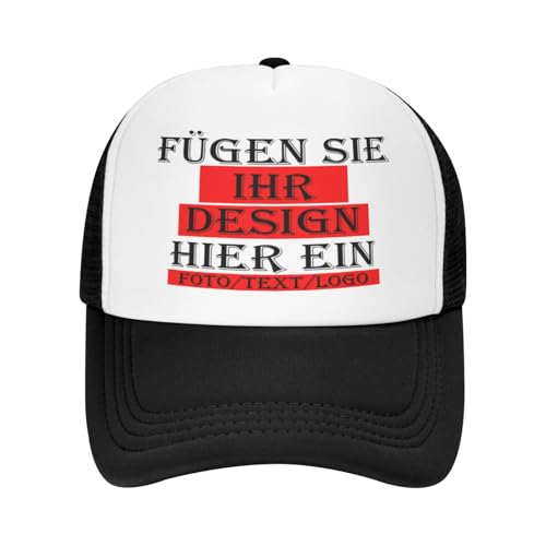 Kustima Basecap personalisiert mit Foto/Logo/Text,Baseball Cap selbst gestalten,Trucker Caps für Männer & Frauen,personalisierte Kappe mit Namen,Mesh Cap verstellbar Schwarz von Kustima