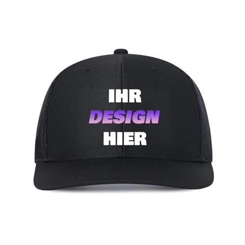 Kustima Basecap personalisiert mit Foto/Logo/Text,Kappe selbst gestalten mit Ihrem Logo,Unisex Trucker-Kappe Mesh Cap personalisierte,Verstellbare Baseball Caps für Männer & Frauen Schwarz von Kustima