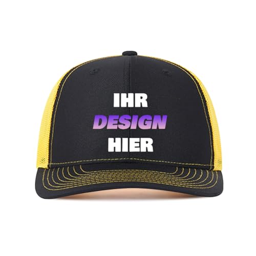 Kustima Basecap personalisiert mit Foto/Logo/Text,Kappe selbst gestalten mit Ihrem Logo,Unisex Trucker-Kappe Mesh Cap personalisierte,Verstellbare Baseball Caps für Männer & Frauen Schwarz von Kustima