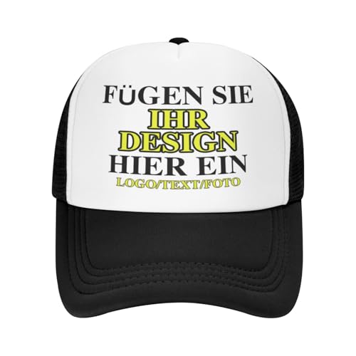 Kustima Basecap personalisiert mit Foto/Logo/Text,Klassische Trucker-selbst gestalten Kappe personalisiertes Baseball Cap für Männer Frauen,Mesh Caps Verstellbar Herren Damen von Kustima