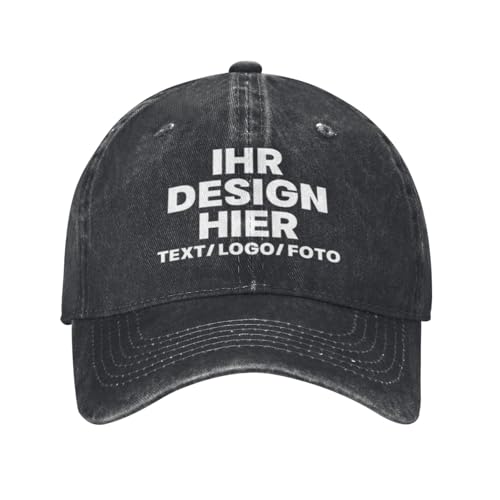 Kustima Basecap personalisiert mit Foto/Logo/Text,Trucker Cap Mesh-Kappe personalisierte selbst gestalten,Verstellbare Baseball Caps für Männer Frauen,Unisex Dad Cap Schwarz von Kustima