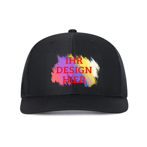 Kustima Basecap personalisiert mit Foto/Logo/Text,Trucker Cap Mesh-Kappe personalisierte selbst gestalten,Verstellbare Baseball Caps für Männer Frauen,Unisex Dad Cap Schwarz von Kustima