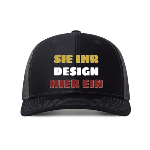 Kustima Schirmmütze personalisiert mit Foto/Logo/Text,Mesh-selbst gestalten,Trucker-Kappe selbst gestalten,Verstellbare Dad Cap für Männer & Frauen,Baseball Cap Herren Damen Schwarz von Kustima