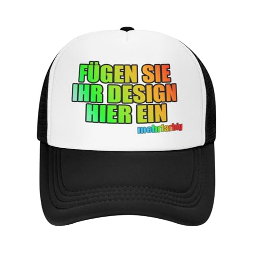 Kustima Trucker Cap personalisiert mit Foto/Logo/Text,Baseball Caps selbst gestalten,Mesh-Kappe personalisierte für Männer & Frauen,Verstellbare Dad Cap Schwarz,Basecap Herren Damen von Kustima