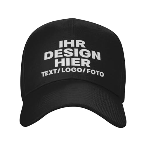 Kustima Trucker Cap personalisiert mit Foto/Logo/Text,Baseball Caps selbst gestalten,Mesh-Kappe personalisierte für Männer & Frauen,Verstellbare Dad Cap Schwarz,Basecap Herren Damen von Kustima
