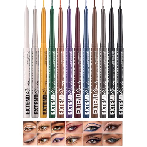 Kustimantu Augen-Gel-Pinsel | 12 Farben wasserdichte natürliche Augen Liner | 12 Farben | Professionelles Make-up Set | Gelstifte von Kustimantu