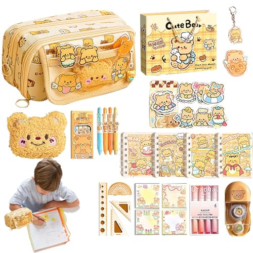 Kustimantu Bleistift -Fallbeutel, Bleistiftfall | Bärenmuster Design Reißverschluss Bleistiftbeutel | Tragbarer Make -up -Inhaber Briefpapierversorgung für Teen Girl Boy Frauen Erwachsene von Kustimantu