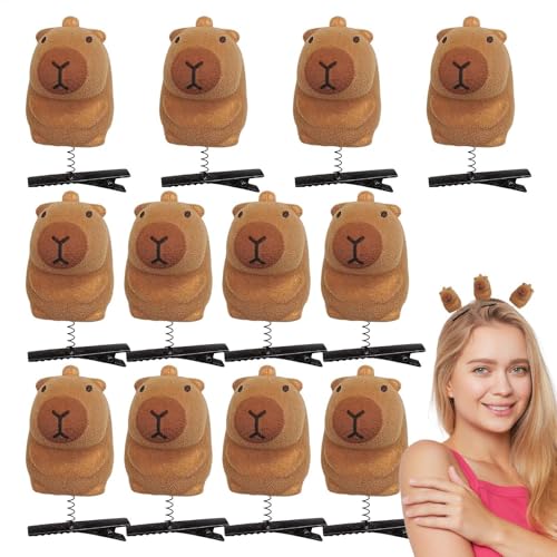 Kustimantu Capybara Clip für Frauen, Capybara -Klauenclip,Set von 12 Cartoon Animal Hair Clip | Leichtes Friseur Ornament, starkes sicheres Haarnadelzubehör Frühlingsdesign für Frauen Mädchen von Kustimantu