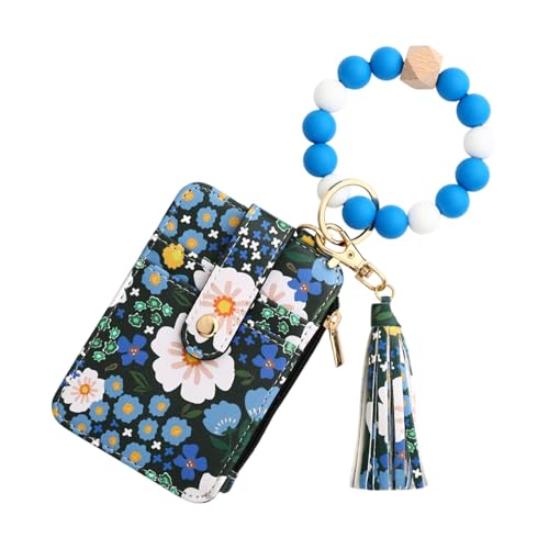 Kustimantu Eisdecken-Geldbörse, Schlüsselanhänger | Taschenhalter aus Perle der Schlüsseltasche | Geldbörse aus PU-Leder mit Armband für Frauen, Mädchen, Erwachsene, dunkelblau, Se référer au von Kustimantu