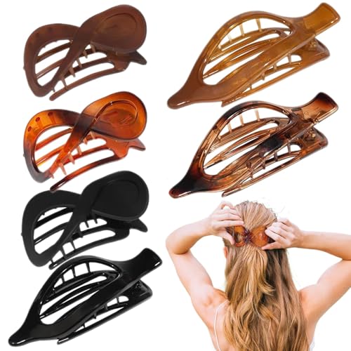 Kustimantu Flache Haarspangen für Damen, horizontale Bananenclips, rutschfest, Vintage-Kopfbedeckung, Kopfbedeckung, Familienfrisur, von Kustimantu