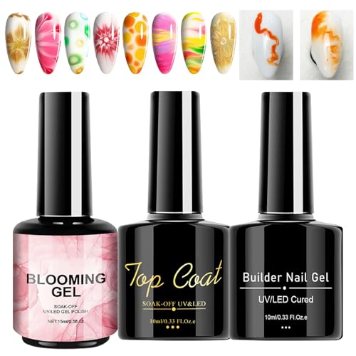 Kustimantu Gel-Nagellack, 3 x Shine Finish Base Top Coat Nail Blooming Gel Anfänger Home Salon Maniküre Fingernails Künstlerbedarf für Freundin von Kustimantu