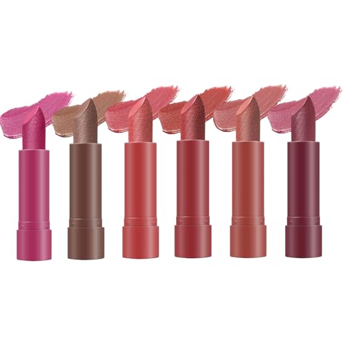 Kustimantu Glitzernder Lippenstift – pflegende glänzende Lippenpflege – wasserfeste Lippenfarbe, 6 Stück für Frauen und Mädchen, langanhaltende Feuchtigkeitspflege von Kustimantu