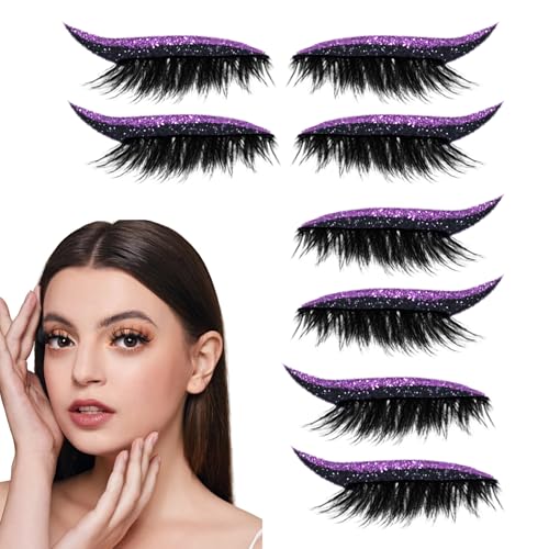 Kustimantu Künstliche Wimpern – Set mit 4 Paar Make-up-Aufkleber für Eyeliner – Pflege Schönheit Aufkleber Eyeliner Make-up wasserfest Zuhause Ausflüge Alltag Fotografie von Kustimantu