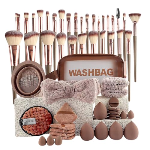 Kustimantu Lidschattenbürsten, Make-up-Basis-Set, 56 x Lidschatten, Blush Brushs Puder, Kosmetik-Set mit einem Mischschwamm für die von Kustimantu