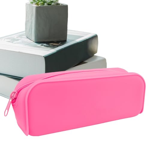 Kustimantu Silikonstiftbeutel, Silikon -Reißverschluss -Bleistiftbeutel | Ästhetischer Speicherfallpensthalter,Silikon -Make -up -Pinselhaltertasche für Studenten, Kinder, Frauen, Erwachsene von Kustimantu