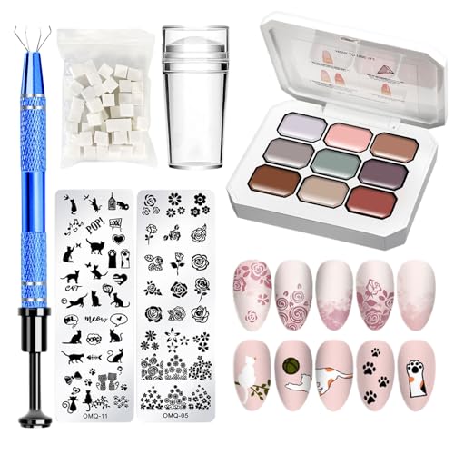 Kustimantu Solides Nagelgel – Gel-Set mit Farbverlauf | Maniküre mit Schwämmen und Metallpinzette für Frauen und Mädchen Erwachsene zu Hause von Kustimantu