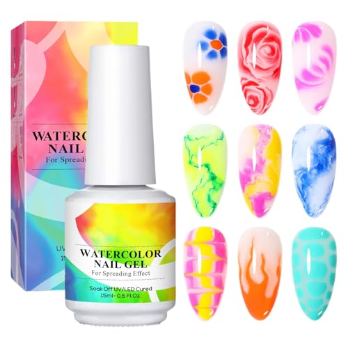 Kustimantu UV Gel Polour, Blühender Gel Nagellack | 15ml Mädchen Aquarell Blumendruck Blossom Top Coat | Verbreitungseffekte, UV Nagellack leicht kompakt für von Kustimantu