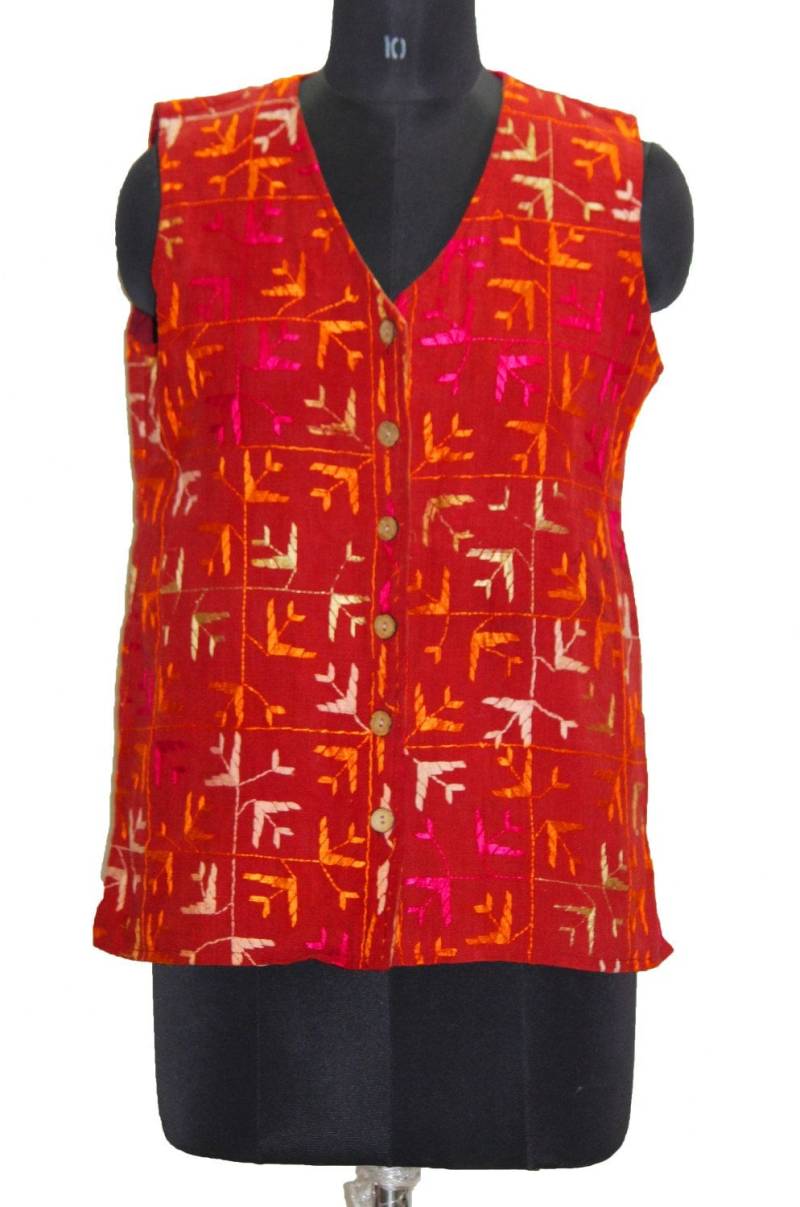 Authentic Vinatge Old Pakistan Vintage Fabric Cotton Antique Handmade Multi Embroidered Work Bagh Phulkari Jacket Free Shipping Worldwide von KutchHandikraft