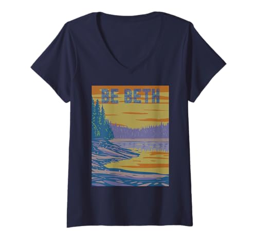 Damen Be Beth Faded Vintage Yellow Stone im Hintergrund T-Shirt mit V-Ausschnitt Damen Be Beth Faded Vintage Yellow Stone im Hintergrund T-Shirt mit V-Ausschnitt von KutieKoot T's
