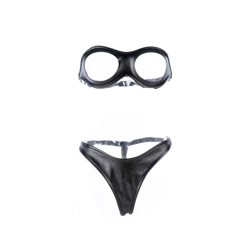 Kutocesy Leder Dessous Set Damen Unterwäsche Sexy Erotisch Verstellbarer Tanga Und BH Frauen Für Sex Extrem Fetisch Fesselset von Kutocesy